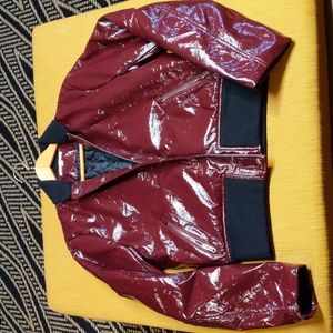 NWOT faux patent leather bomber